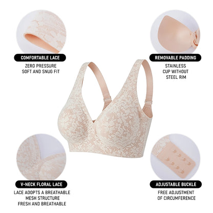 Seamless Lace Wirefree Push Up Bra Soft Support Plus Size Bralette