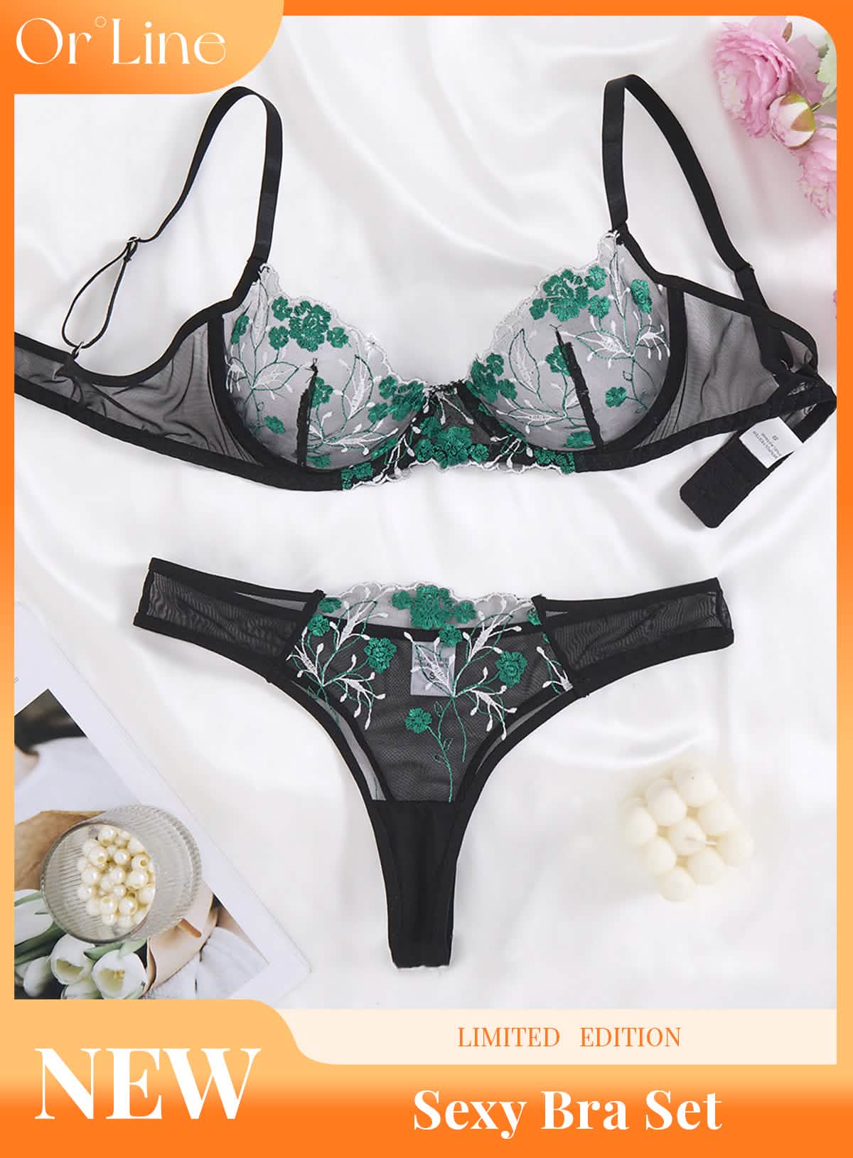 Veilvine – Floral Embroidery Lace Lingerie Set