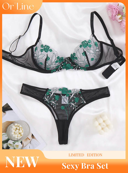 Veilvine – Floral Embroidery Lace Lingerie Set