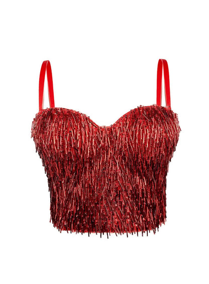 Glint – Sequin & Bead-Embellished Camisole Crop Top