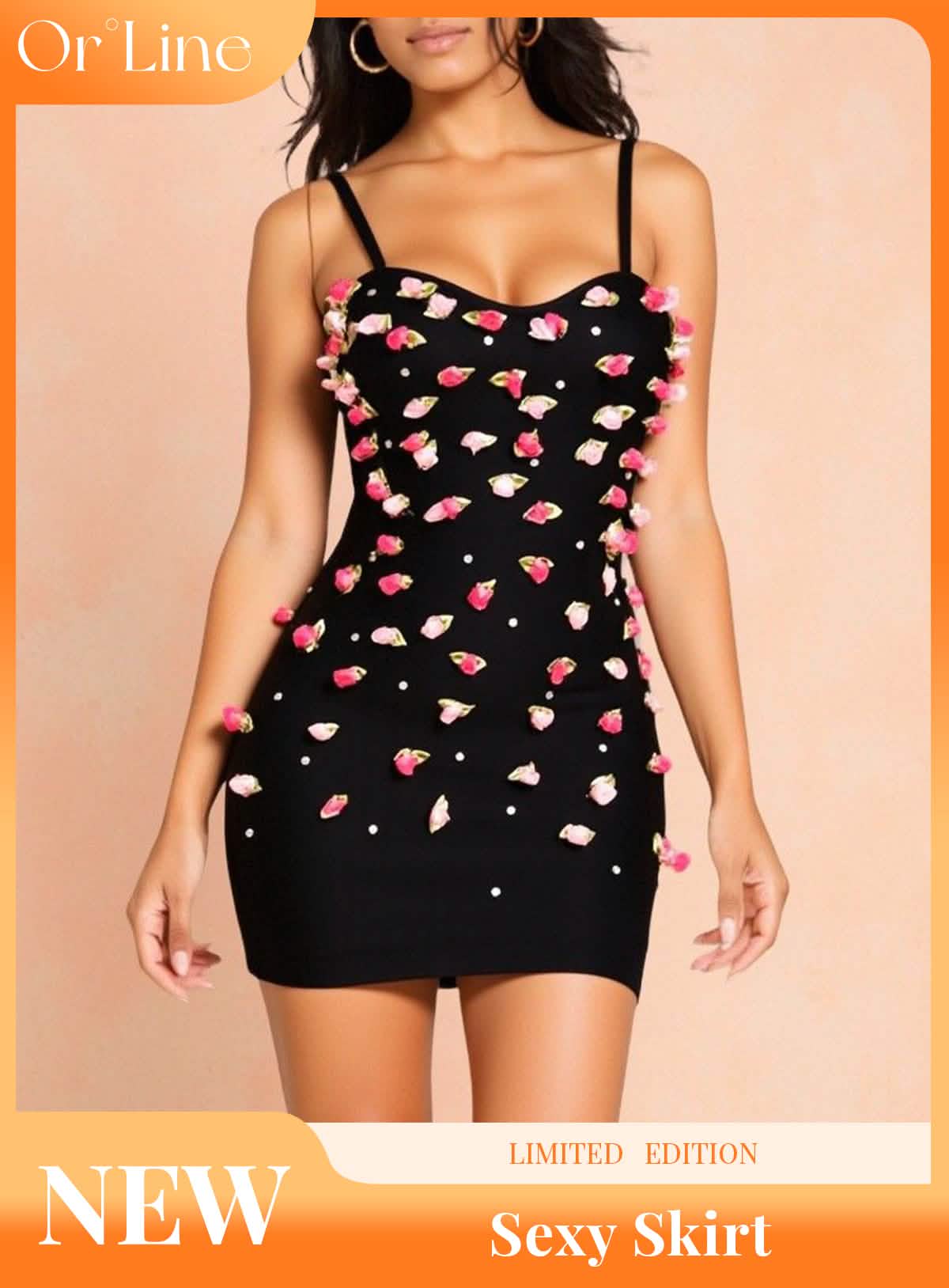 Florashade – Appliqué Floral Bodycon Dress