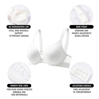 Seamless Soft Wire Plunge Bra Deep V Push Up Smooth Bralette