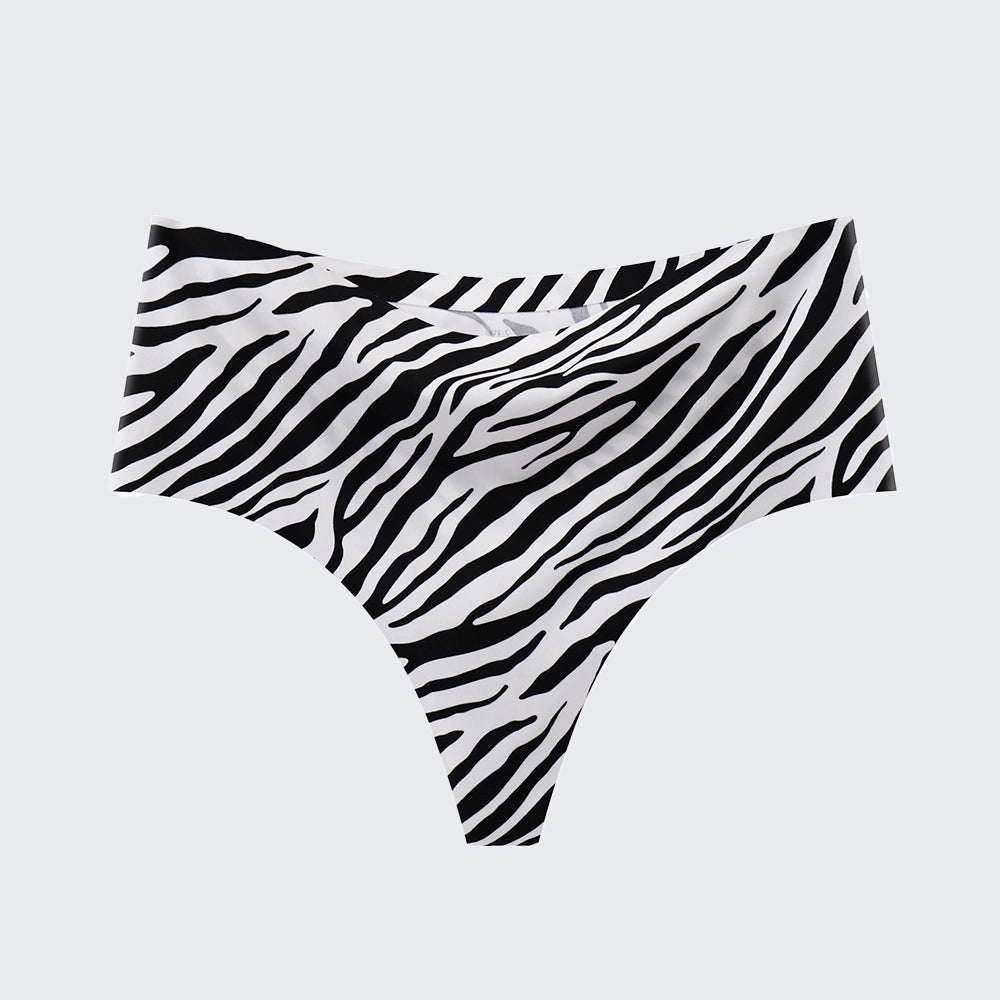 [3+ Items, 170 EGP Each] Women's Seamless Ice Silk Thong Underwear Leopard Print & Solid Color Panties