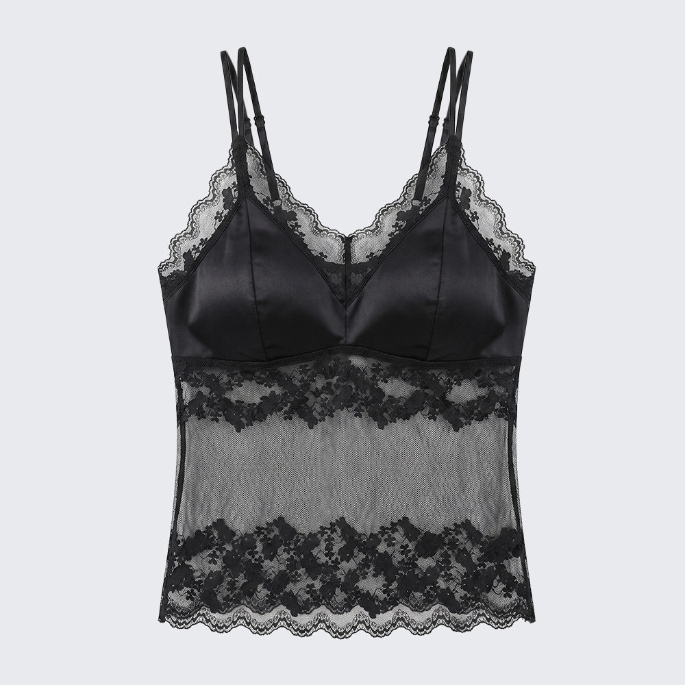 Plus Size Integrated Bra Lace Camisole Padded Anti-Slip Innerwear