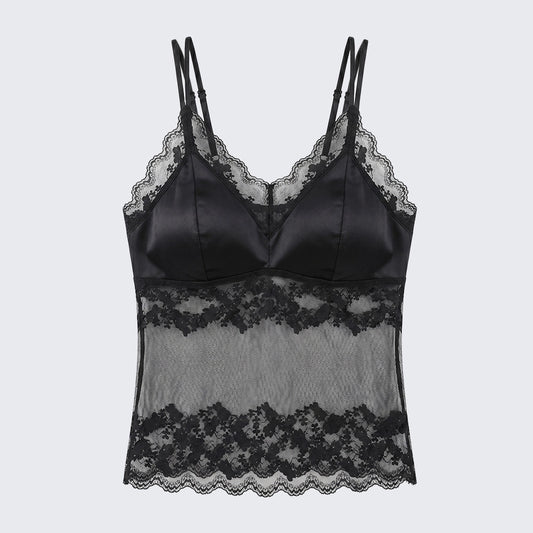 Plus Size Integrated Bra Lace Camisole Padded Anti-Slip Innerwear