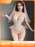 Sexy lace embroidery bridal wedding dress style sexy lingerie bodysuit