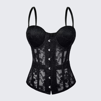 Lace Embroidered Corset Top – Structured Fishbone Bustier