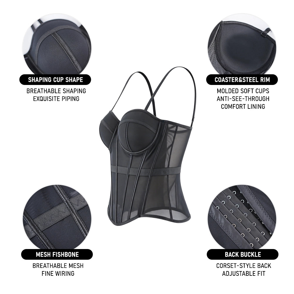 Solid Waist Training Corset with Boning Slimming Bustier