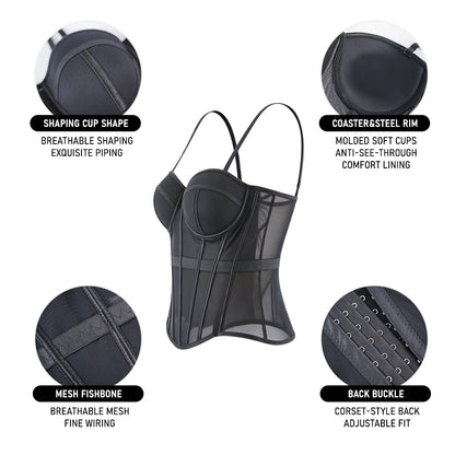 Solid Waist Training Corset with Boning Slimming Bustier