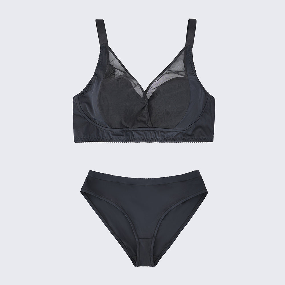 Plus Size Ultra Thin Push Up Sheer Bra Panty Set