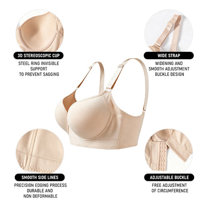 Seamless Deep V Memory Underwire Push Up Bra Plus Size Shaping Bralette