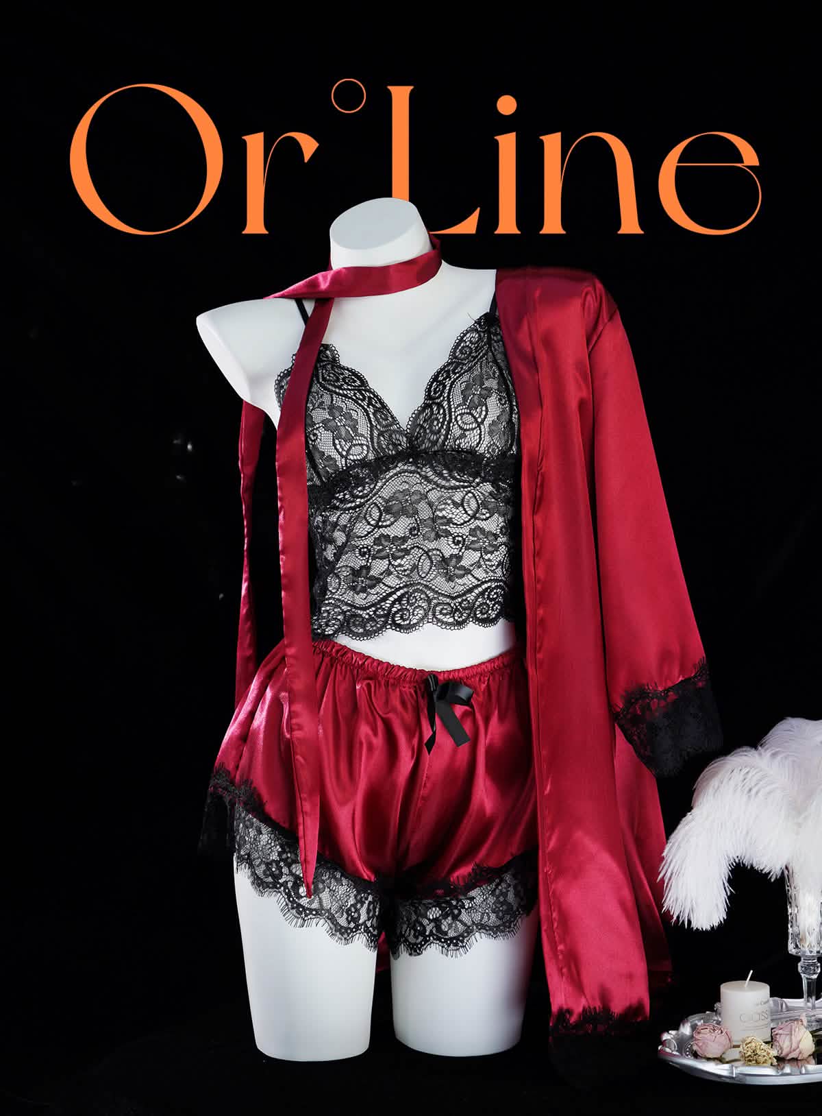 Floral Lace 4-Piece Lingerie Set