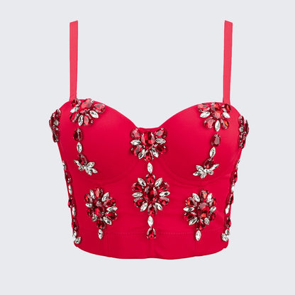 Women's Rhinestone Spaghetti Strap Shaping Corset with Boning