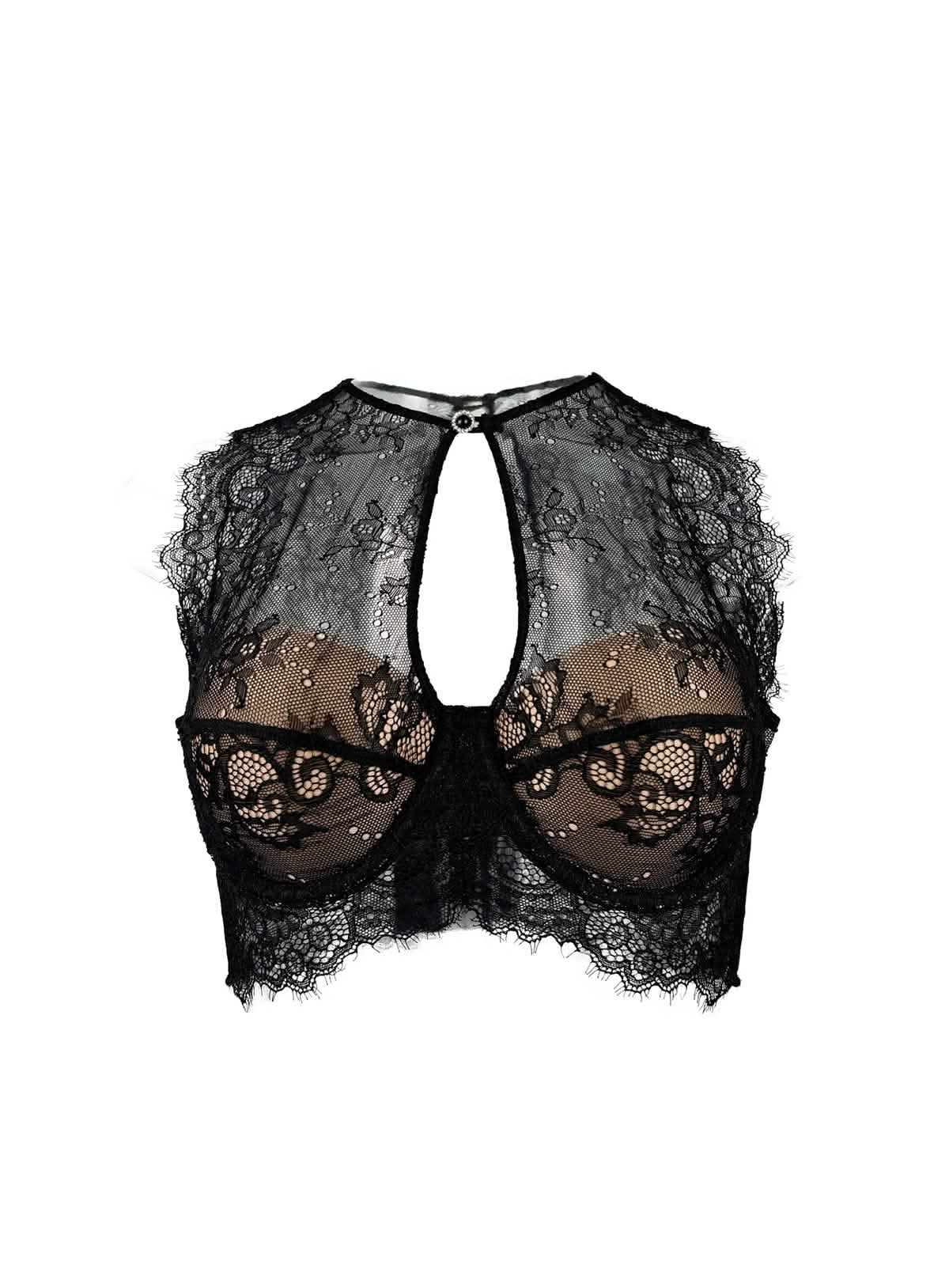 Leya – Floral Lace High-Neck Bralette