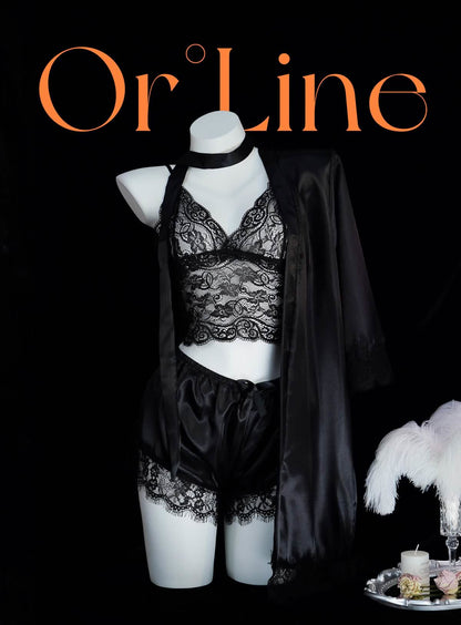 Floral Lace 4-Piece Lingerie Set