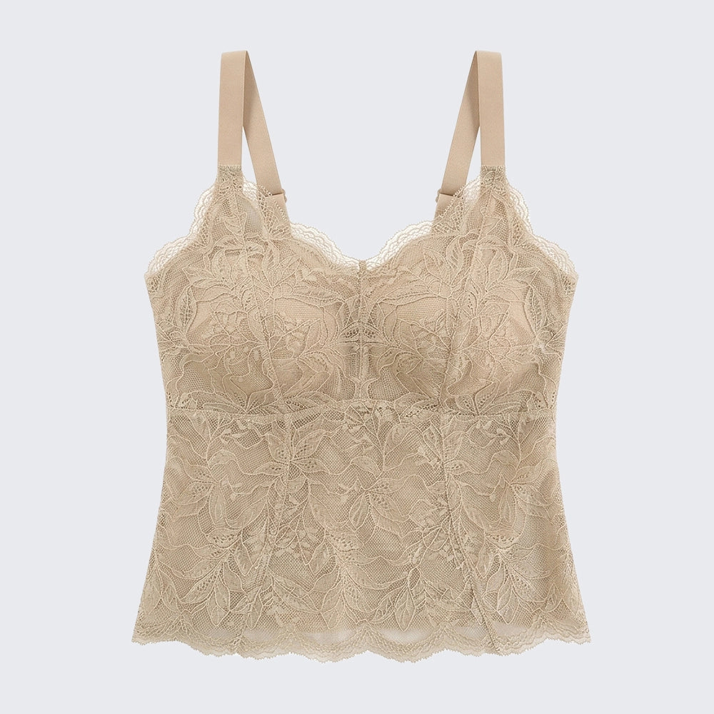 Seamless Spring Summer Plus Size Lace Camisole with Bra Pads