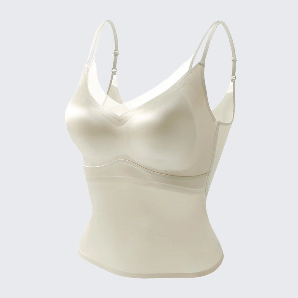 Plus Size 2-in-1 Mulberry Silk Satin Cami Antibacterial Backless
