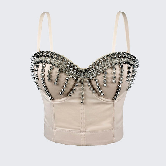 Studded Bustier Bra Top Punk Corset Crop Top