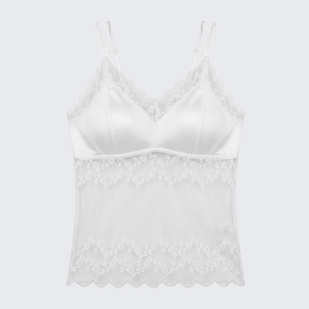 Plus Size Integrated Bra Lace Camisole Padded Anti-Slip Innerwear