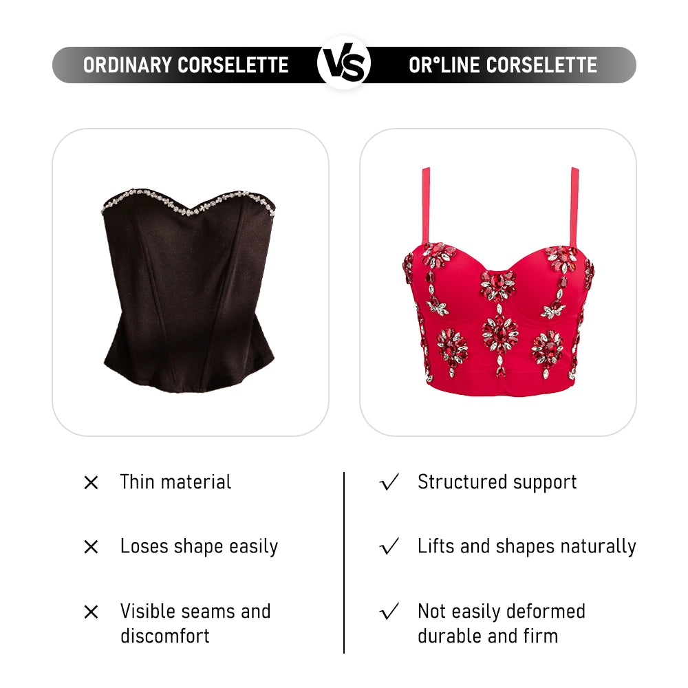 Women's Rhinestone Spaghetti Strap Shaping Corset with Boning