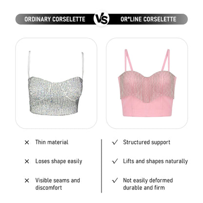 Rhinestone Tassel Chain Cami Corset Going Out Top