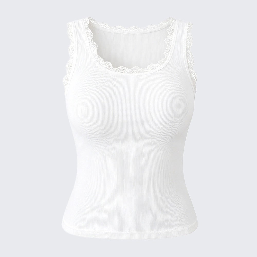 Seamless Fixed Cup Lace Cami Women's Plus Size Sleeveless Top