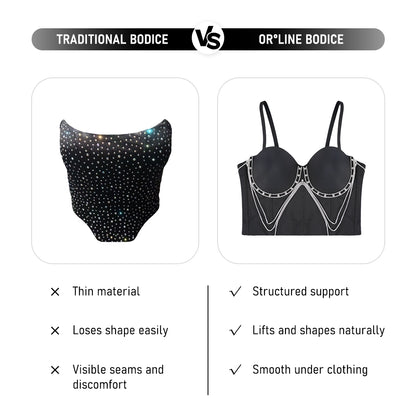 Rhinestone Chain Tassel Sexy Slimming Corset Top