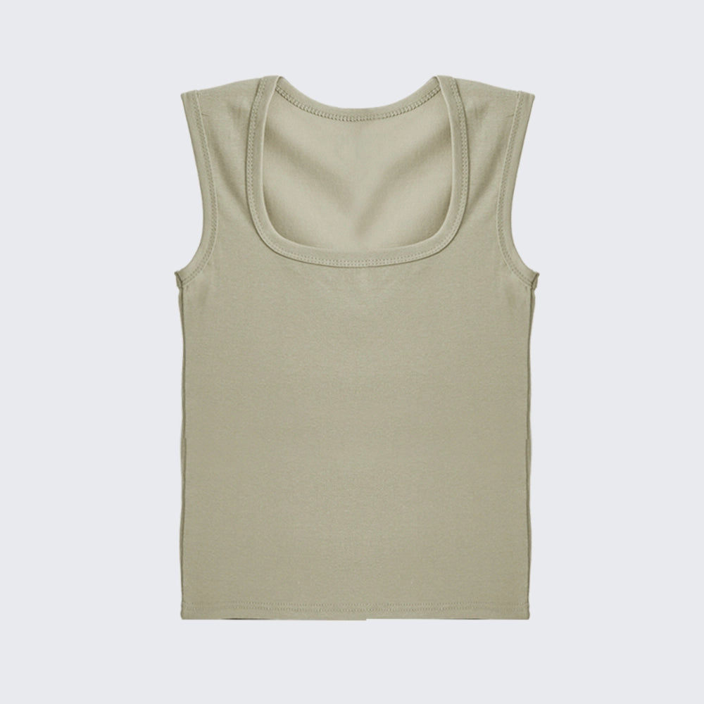 Stretch Cotton Tank Top Sleeveless Slim Fit Crop Top Casual Inner Wear