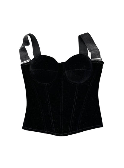Embrace â€?Velvet Strap-Detail Corset