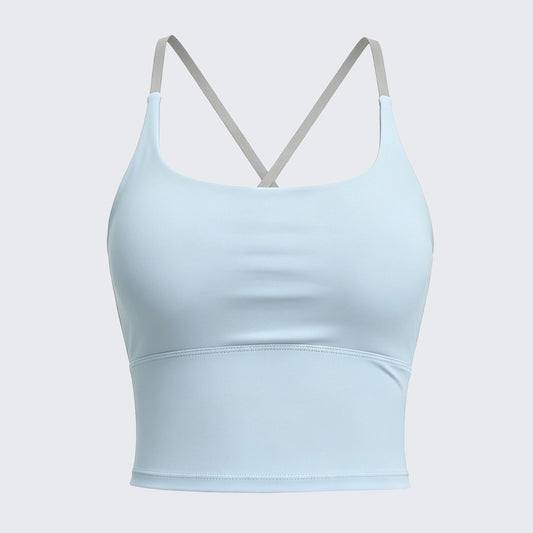 Padded Cross Strap Backless Yoga Cami High Elastic Naked Feel Workout