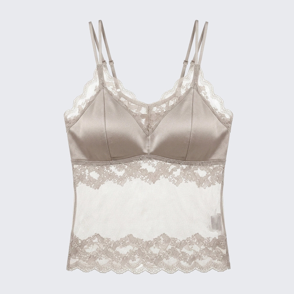 Plus Size Integrated Bra Lace Camisole Padded Anti-Slip Innerwear