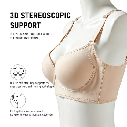 Seamless Deep V Memory Underwire Push Up Bra Plus Size Shaping Bralette