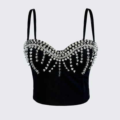 Studded Bustier Bra Top Punk Corset Crop Top