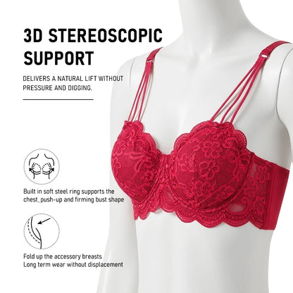 Plus Size Lace Embroidered Floral Bra