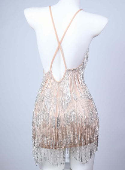Lustra – Beaded Fringe Slip Dress