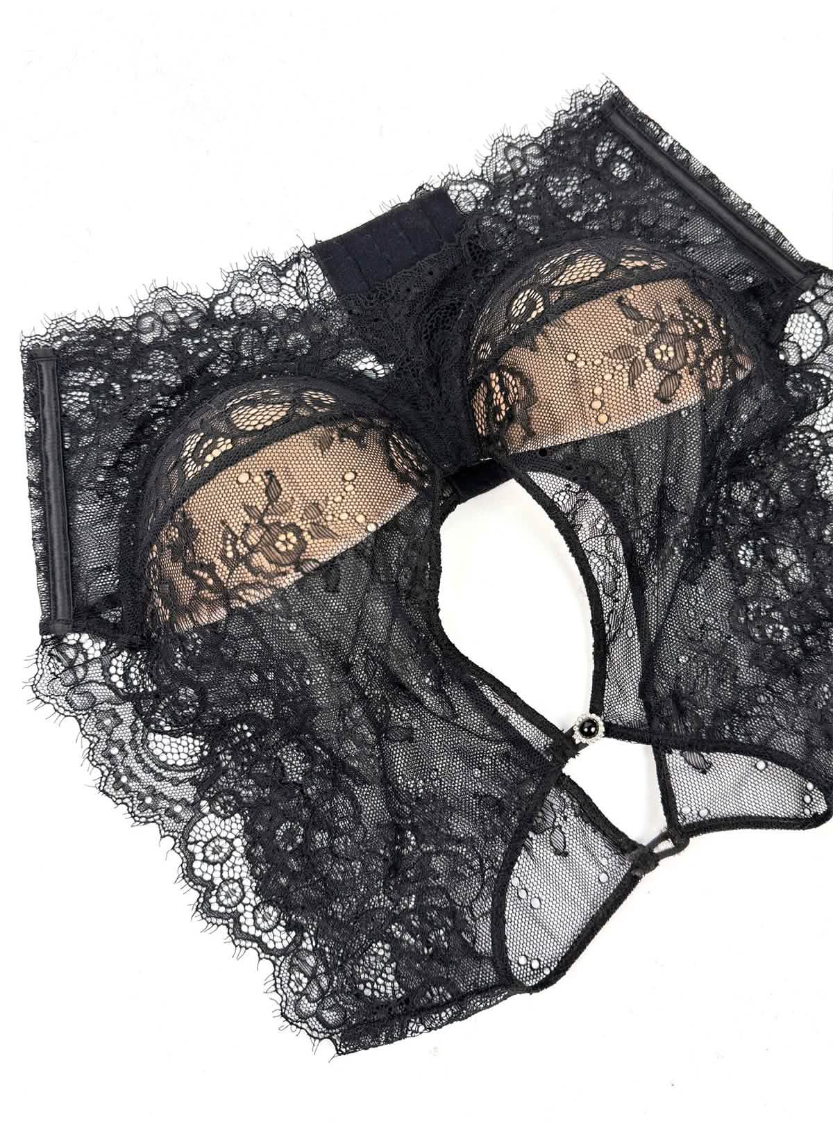 Leya – Floral Lace High-Neck Bralette