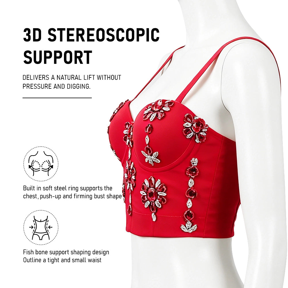 Women's Rhinestone Spaghetti Strap Shaping Corset with Boning