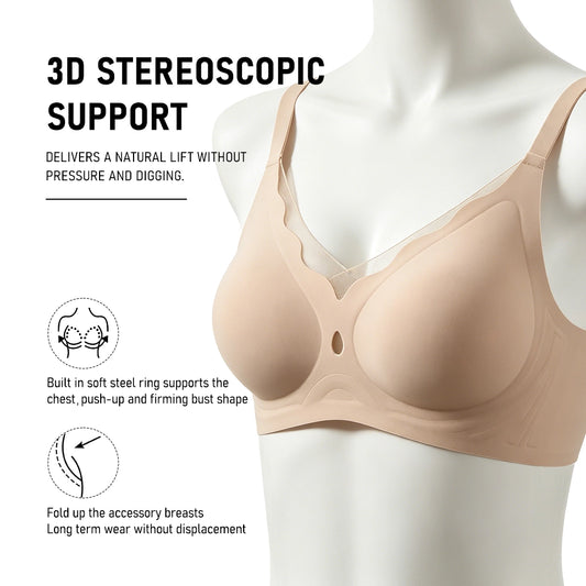 Seamless Wirefree Push Up Bra Anti-Sagging Plus Size Soft Support Bralette
