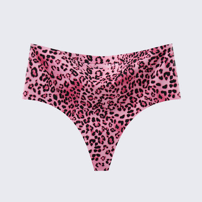[3+ Items, 170 EGP Each] Women's Seamless Ice Silk Thong Underwear Leopard Print & Solid Color Panties