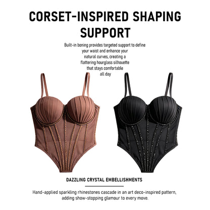 Padded Rhinestone Boning Shaping Corset Top