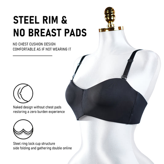 Strapless Underwire Bra Plus Size Bandeau with Removable Straps