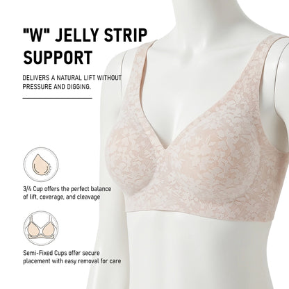 Seamless Lace Wirefree Push Up Bra Soft Support Plus Size Bralette