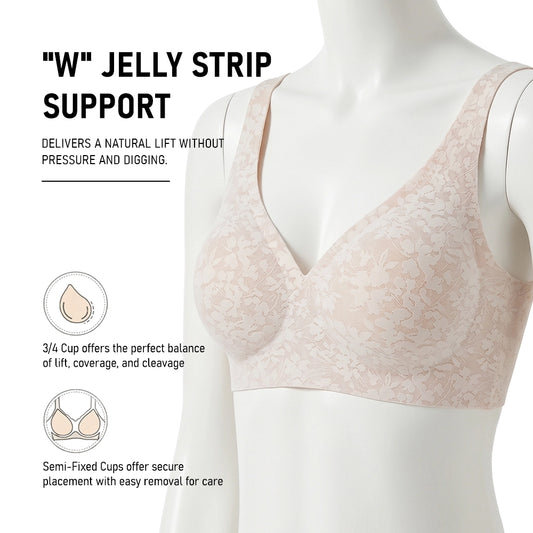 Seamless Lace Wirefree Push Up Bra Soft Support Plus Size Bralette
