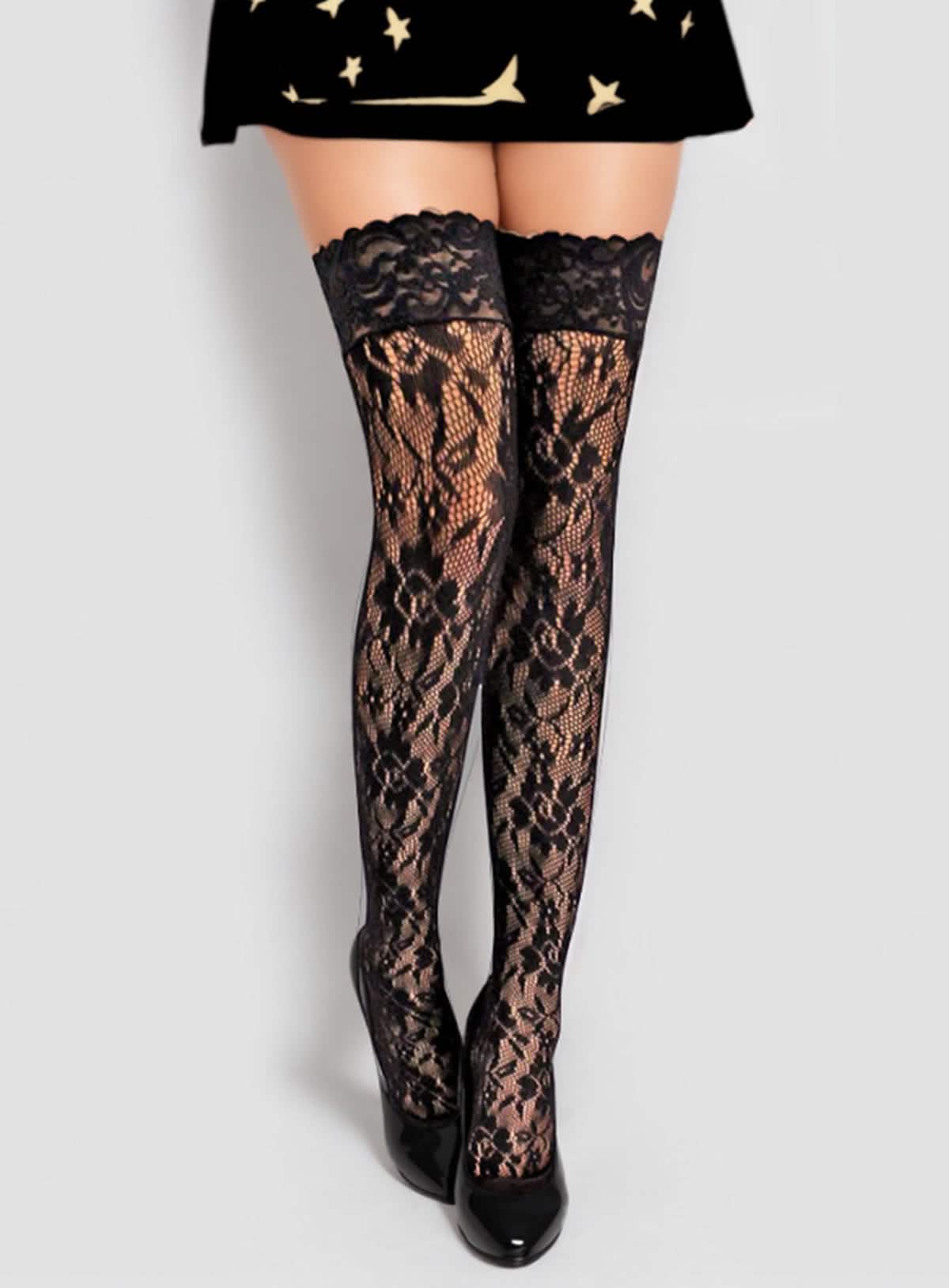 Sexy black lace embroidered camisole stockings erotic matching stockings