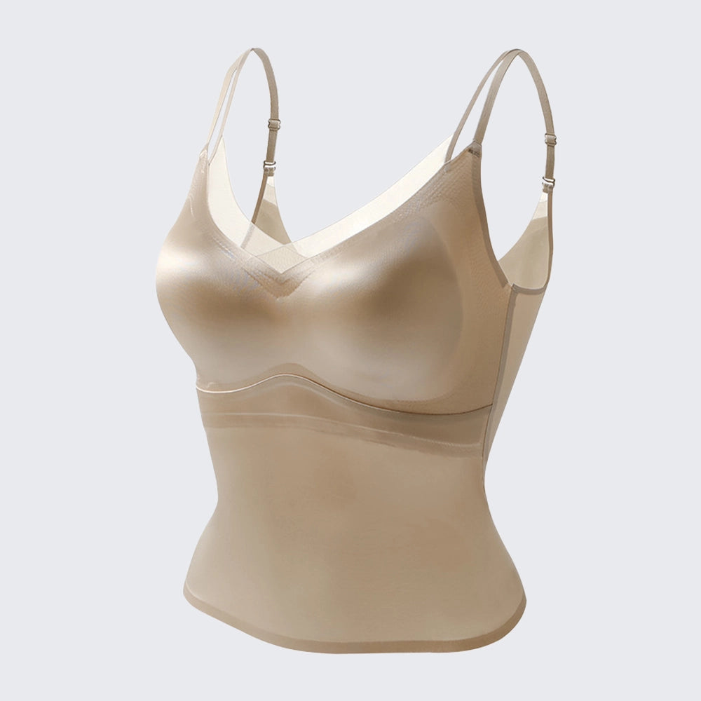 Plus Size 2-in-1 Mulberry Silk Satin Cami Antibacterial Backless