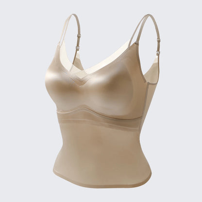 Plus Size 2-in-1 Mulberry Silk Satin Cami Antibacterial Backless