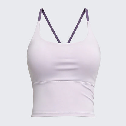 Padded Cross Strap Backless Yoga Cami High Elastic Naked Feel Workout