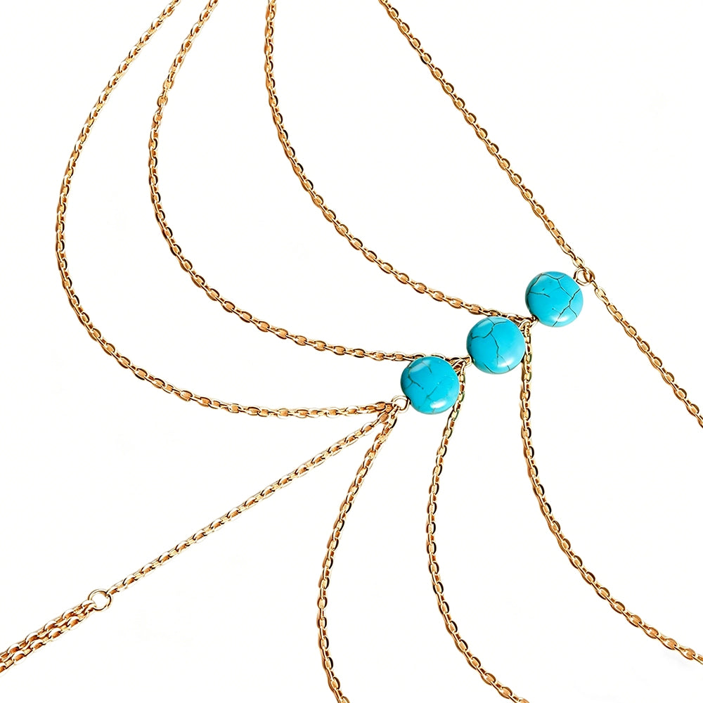 [2+ Items, 300 EGP Each] Turquoise Bead Toe Anklet Chain Fringe Metal Foot Jewelry