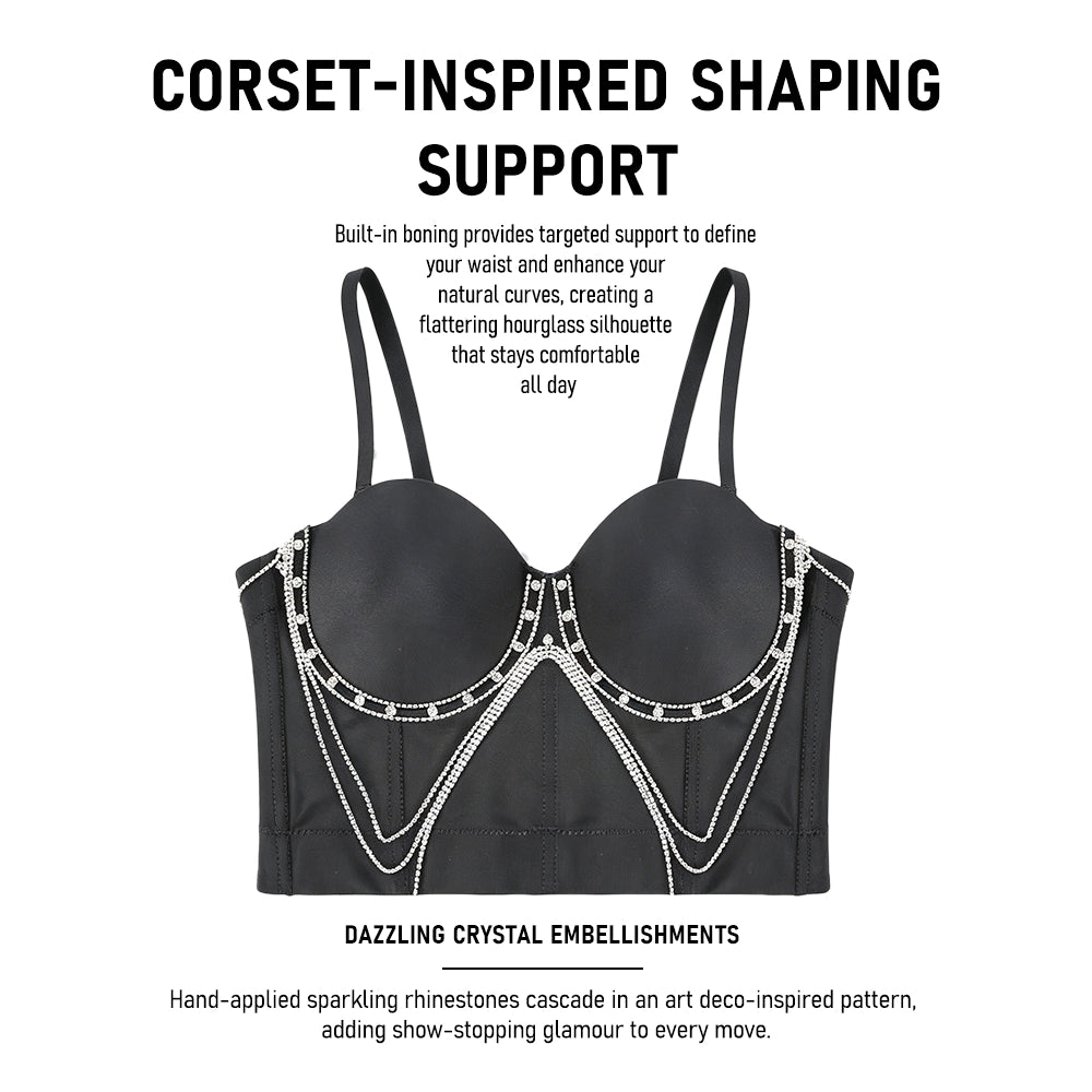 Rhinestone Chain Tassel Sexy Slimming Corset Top