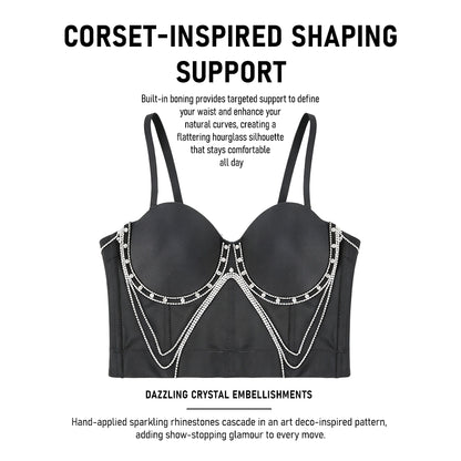 Rhinestone Chain Tassel Sexy Slimming Corset Top